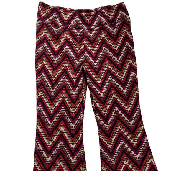 Womens Bell Bolttom Leggings Juniors XL Stretch Knit  Pants Geometric u Bricks B - Picture 2 of 8